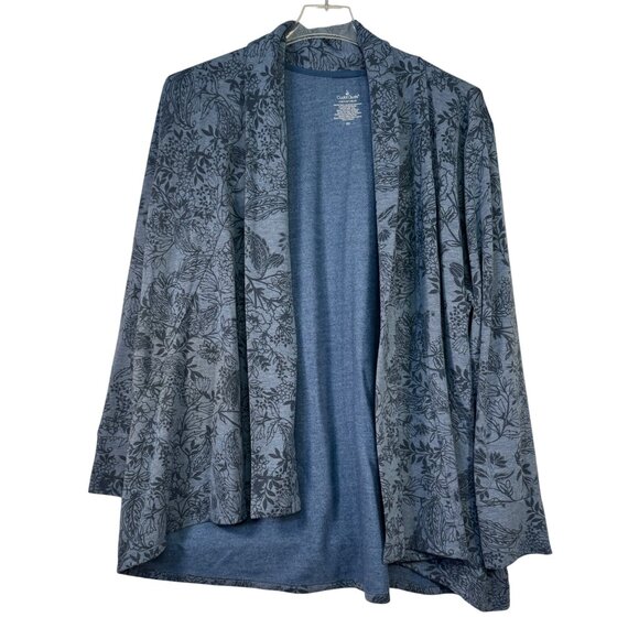 Cuddl Duds Womens  Size 3x Blue Floral Print Comfortwear Cardigan Jacket - Picture 1 of 5
